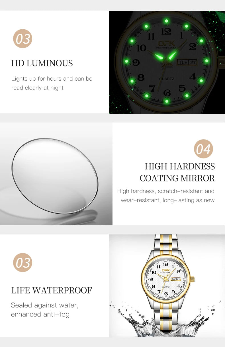 Watch For Women Quartz Watch Waterproof Classic Luxury Brand Stainless Steel Strap