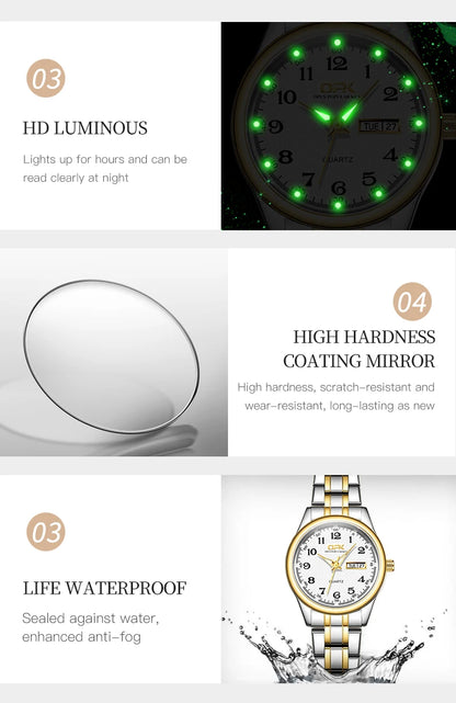 Watch For Women Quartz Watch Waterproof Classic Luxury Brand Stainless Steel Strap