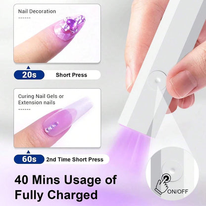 Portable Handheld UV Light lamp for Gel Nails  Rechargeable