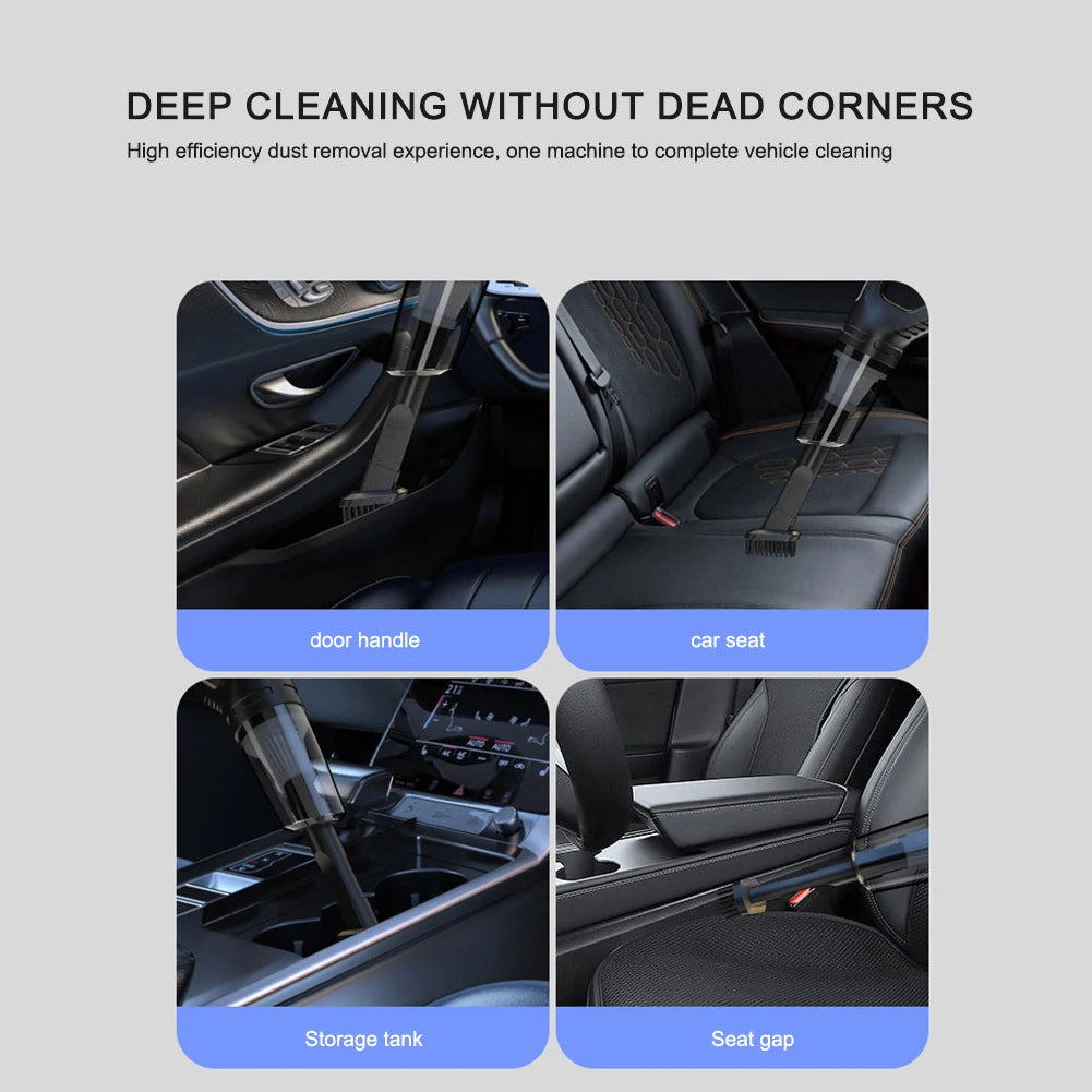 120W Portable Car Vacuum Cleaner USB Charging Handheld Cordless Vacuum