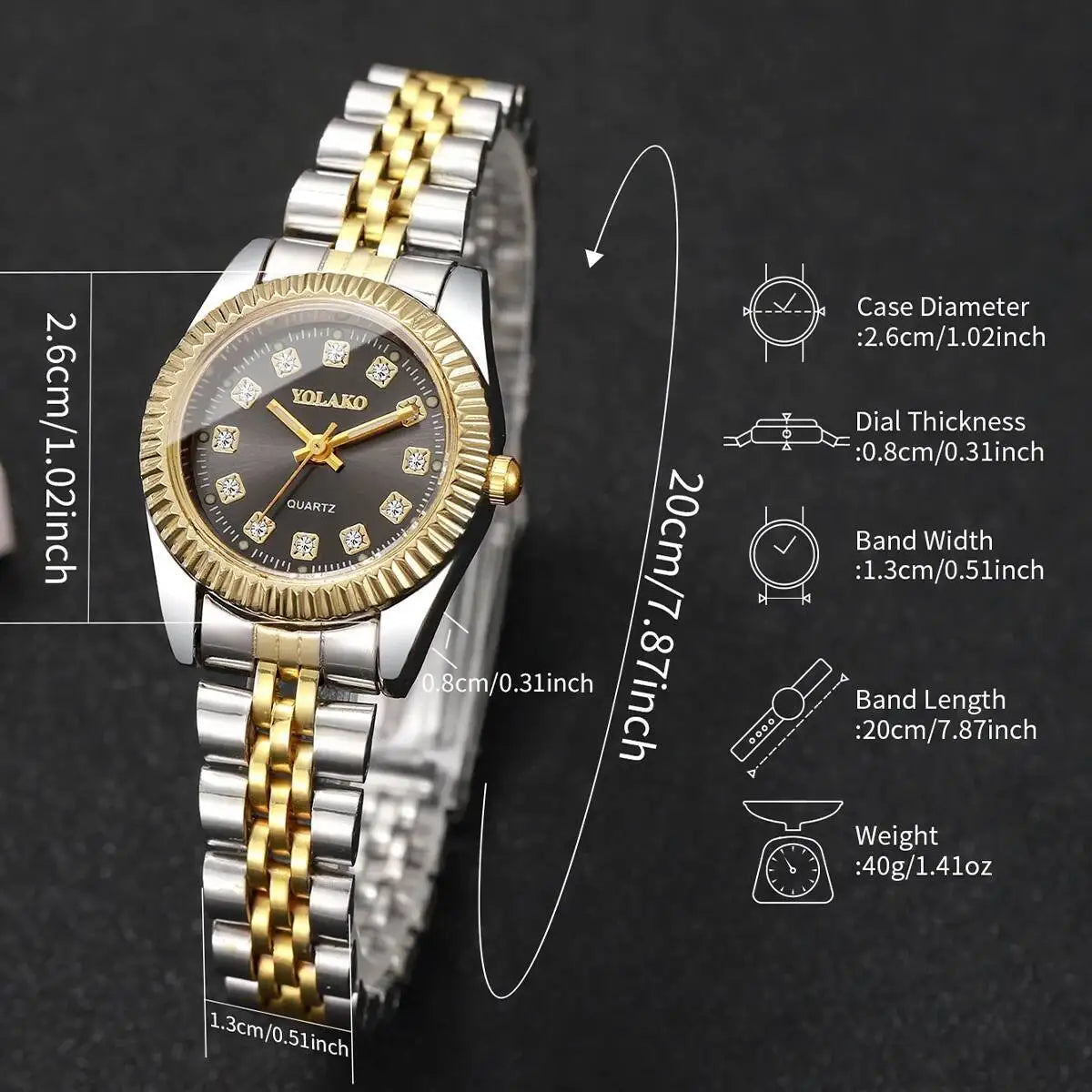 Luxury Men Business Watches Gold & Silver Fashion Women Quartz Watch