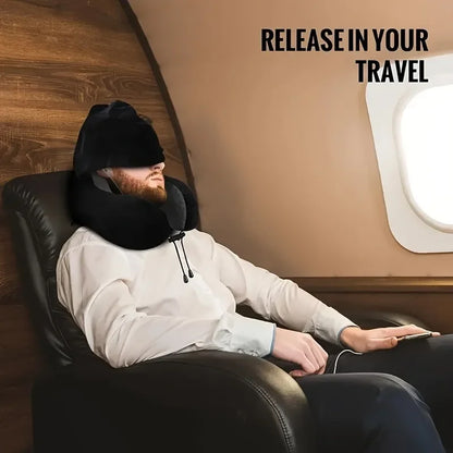 Neck Support for Airplane Memory Foam U-Shaped Travel Pillow with Detachable Hoodie