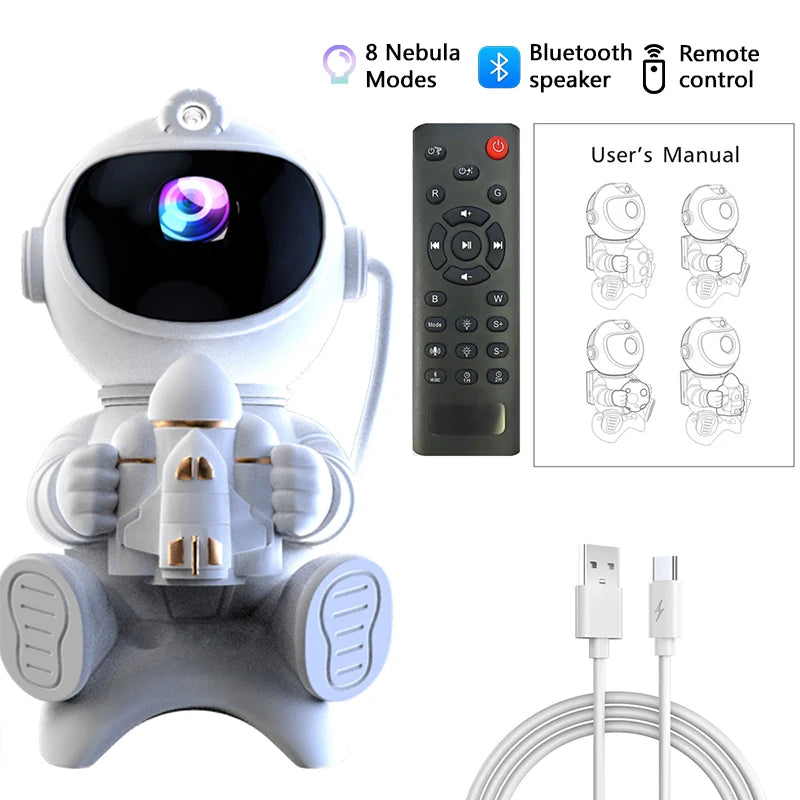 Astronaut LED Night Light Galaxy Star Projector Bluetooth Speaker Remote Control Timer 360° Adjustable Angle