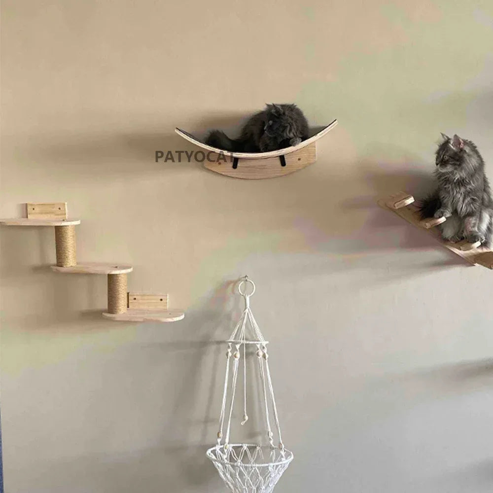 Wall Mounted Cat Climbing Shelves Cat House Cat Bridge Cat Hammock