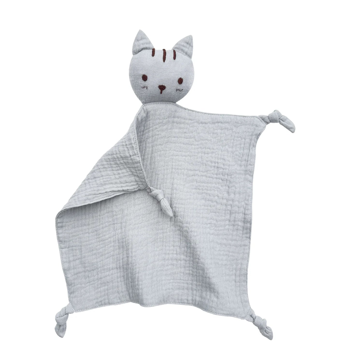 Soft Cotton Baby Bib Stuffed Cat Doll Newborn Towel Blanket