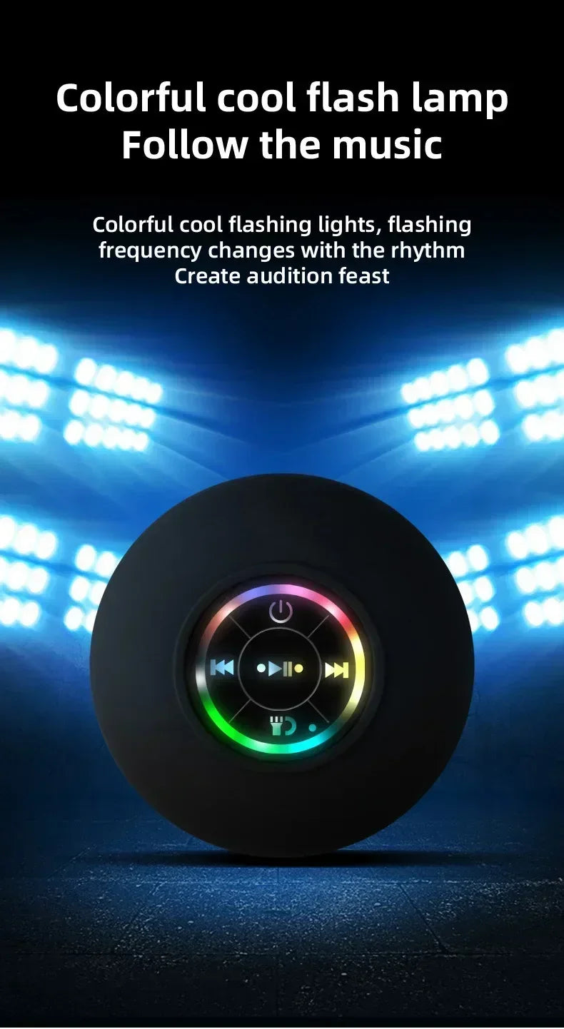 Mini Portable Bluetooth Audio IPX4 Waterproof Led Lights Bathroom Outdoor Large Suction Cup Can Be Adsorbed Wall Speaker