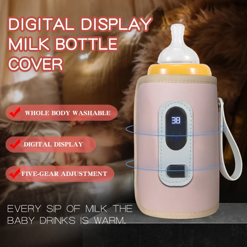 Portable Baby Bottle Insulation Sleeve, Baby Milk Insulation Device with LCD Screen, USB connection & 5  temperature mode
