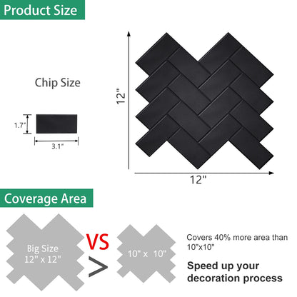 10pcs 3D Tile Self-Adhesive Wall Stickers - Heat-resistant And Waterproof