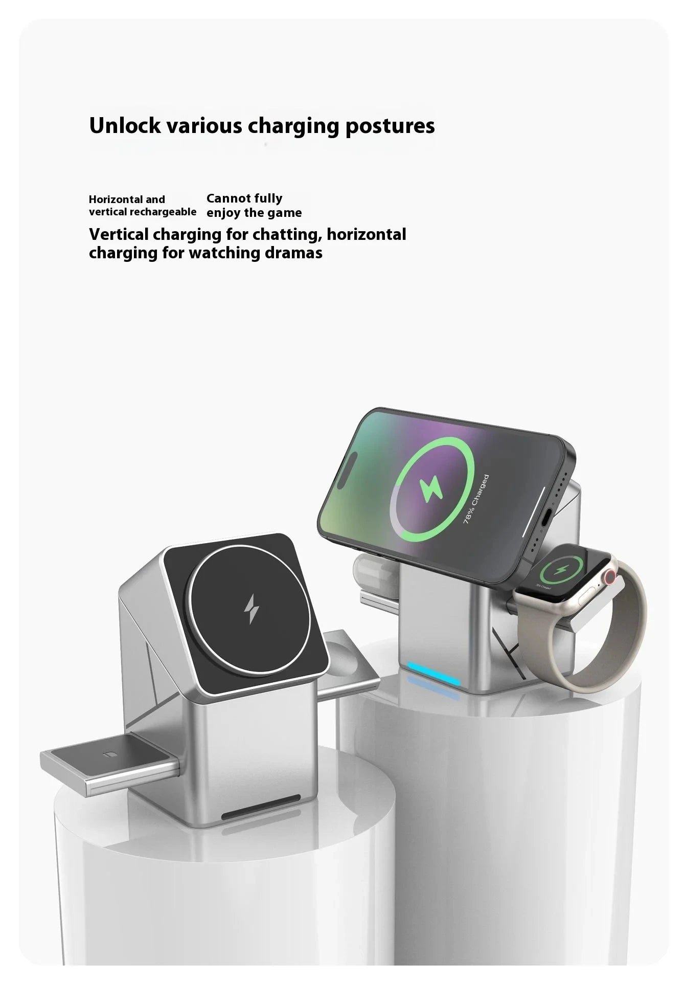 3 in 1 Cube Wireless Charger Auto Rotation Magnetic 15W Wireless Charging Station for IPhone 16 15 14 13 12 iWatch Airpods