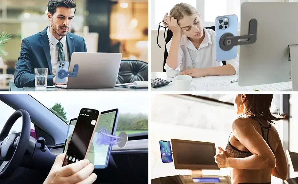 Magnetic Laptop Phone Holder Slim & Foldable For iPhone 14 13 12 Series Case and All Phone