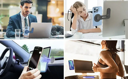 Magnetic Laptop Phone Holder Slim & Foldable For iPhone 14 13 12 Series Case and All Phone
