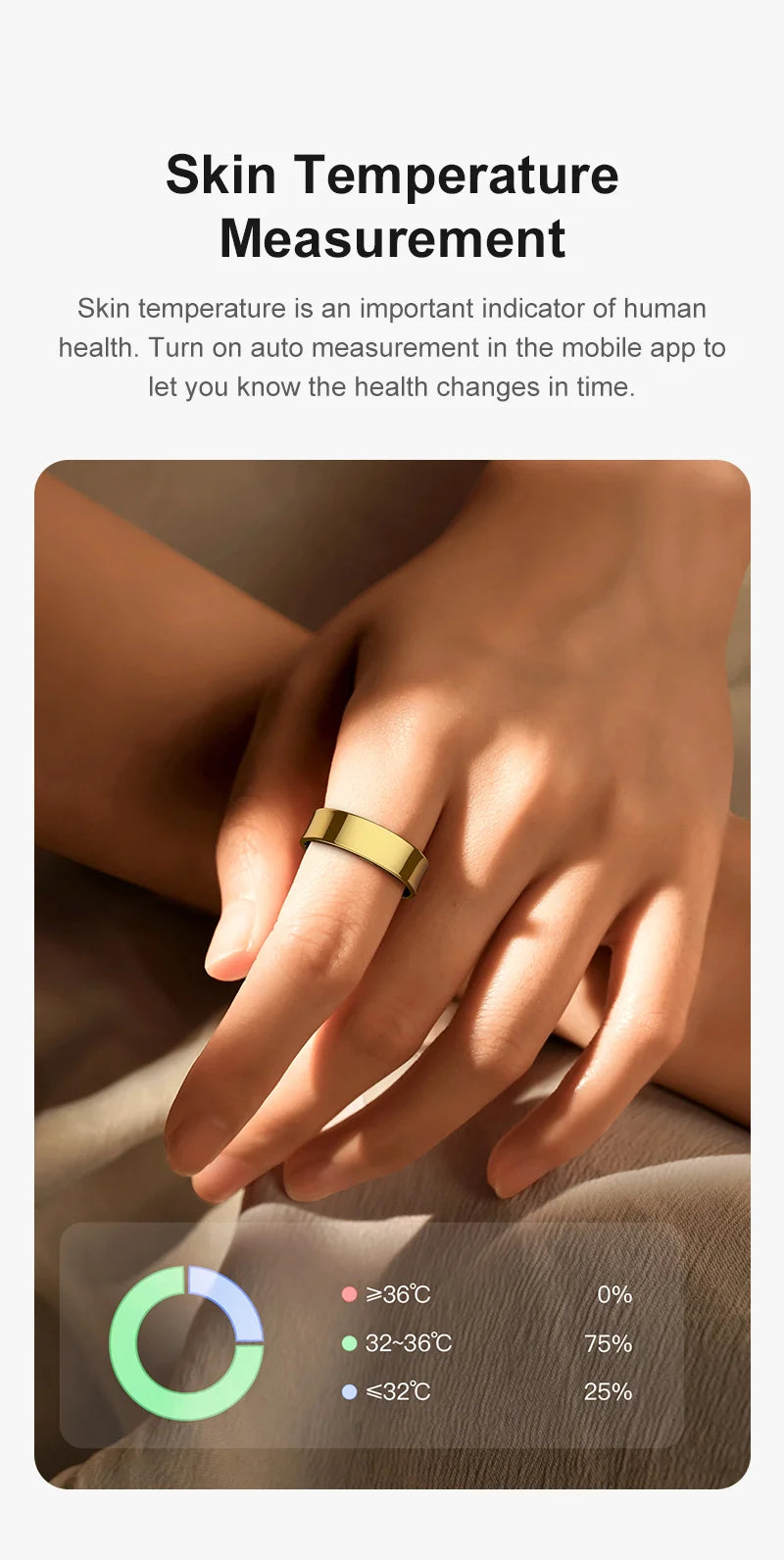 Smart Ring Men Women with Charging Case ,Heart Rate Blood Oxygen,Skin Temperature Monitor