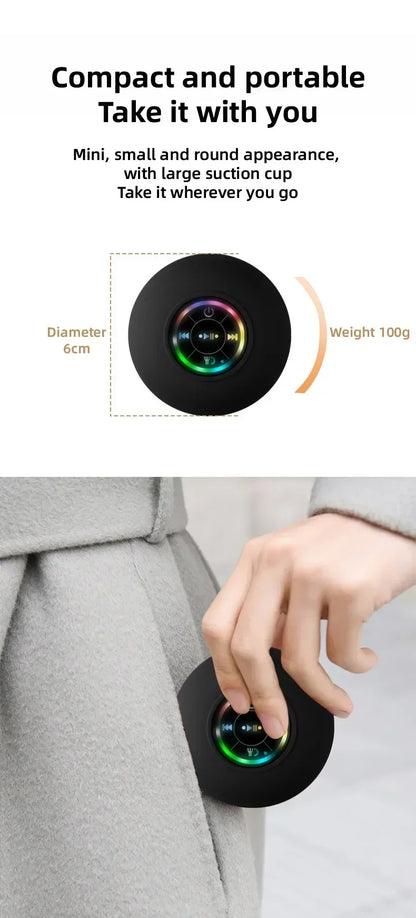 Mini Portable Bluetooth Audio IPX4 Waterproof Led Lights Bathroom Outdoor Large Suction Cup Can Be Adsorbed Wall Speaker
