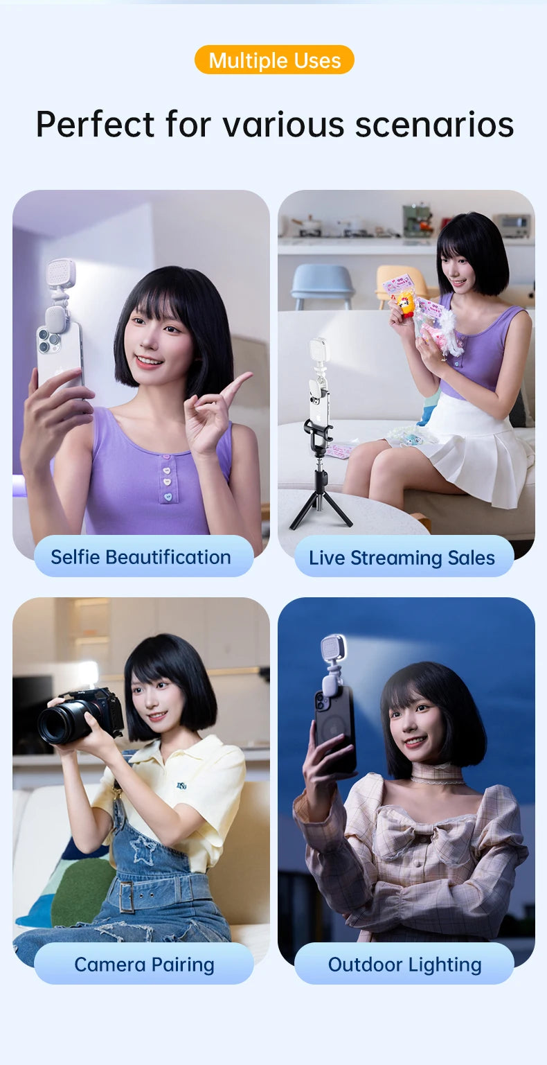 Mini Moonlight Portable Adjustable LED Selfie Clip Light for cell, laptop
