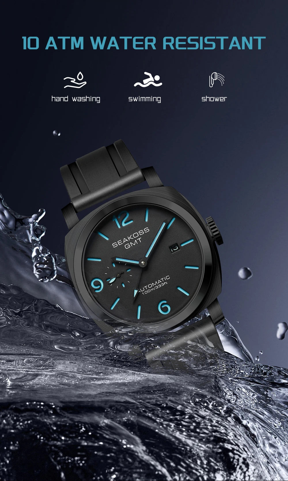 SEAKOSS GMT Men‘s Diving Automatic Mechanical Watches Seagull ST2557