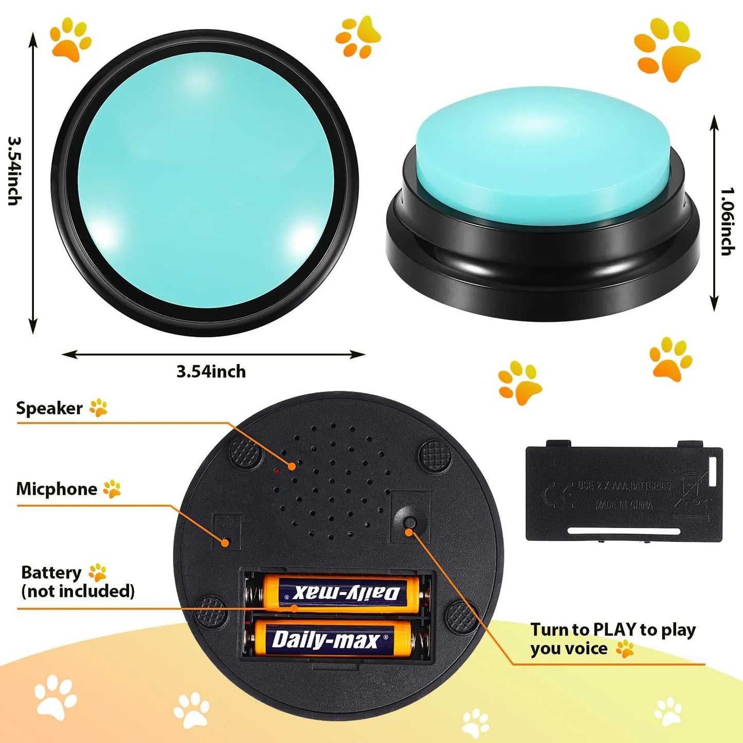 4/8/10pcs Recordable Pet Communication Toys Talking Button