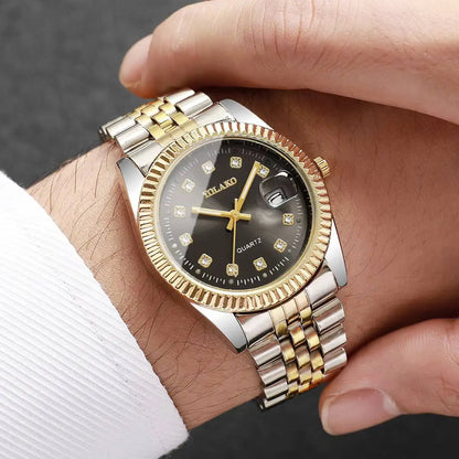 Luxury Men Business Watches Gold & Silver Fashion Women Quartz Watch