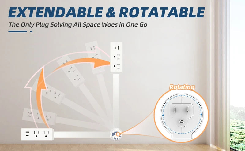 Electrical Adjustable Wall Plug Rotates Outlet Extender for sockets