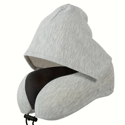 Neck Support for Airplane Memory Foam U-Shaped Travel Pillow with Detachable Hoodie