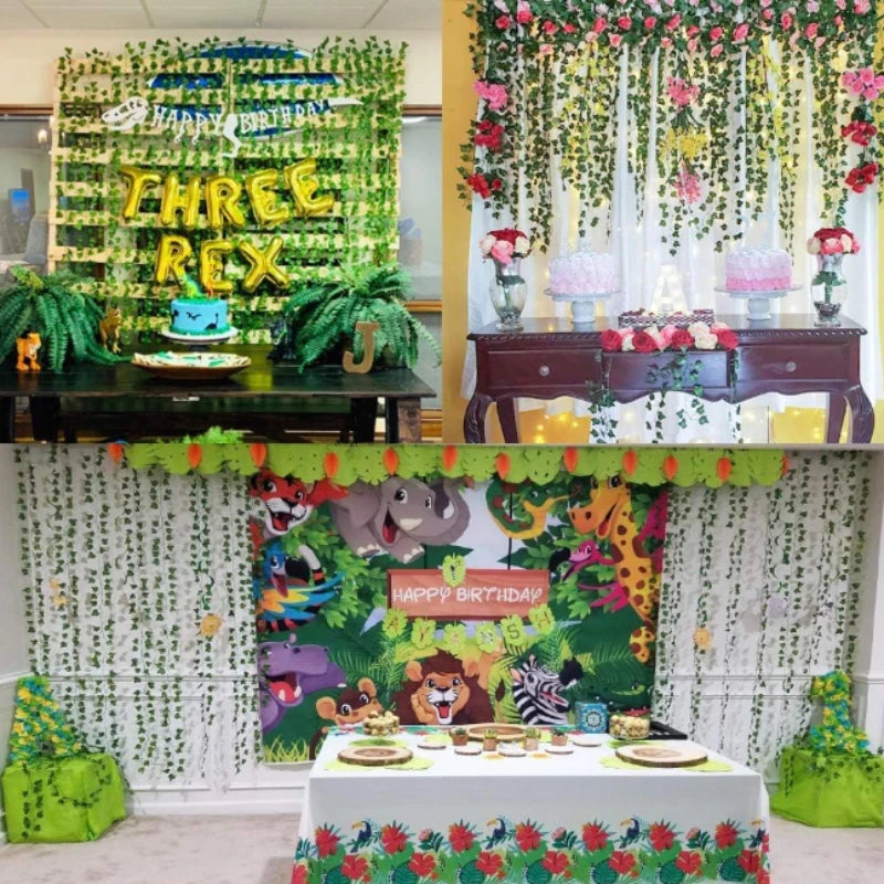 12pcs Artificial Plants Hanging Green Leaf - Fake Plant Vines Creeper