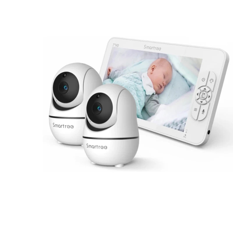 1080P HD Split Screen Video Baby Monitor with two Camera, Hack Proof, Remote Zoom/Pan/Tilt, 4000mAh Battery
