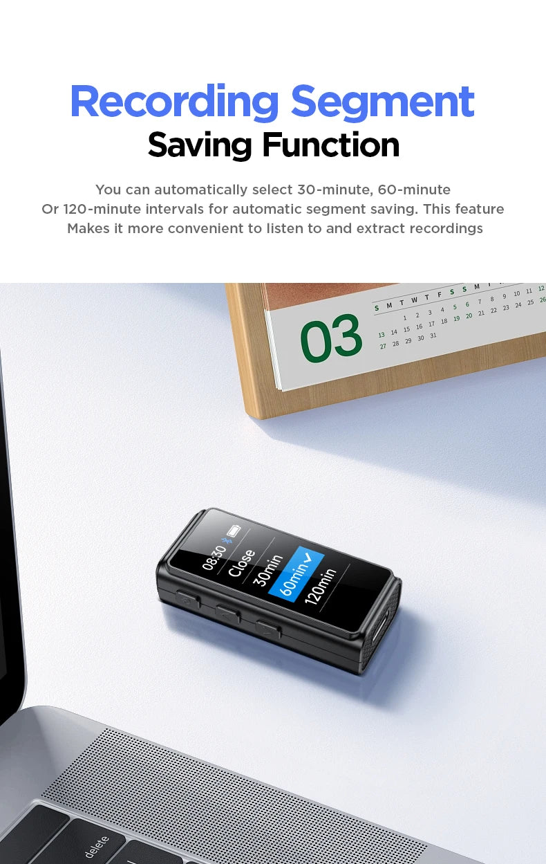 Mini Portable Voice Recorder with Clip  - for Meetings/Lectures/Interviews
