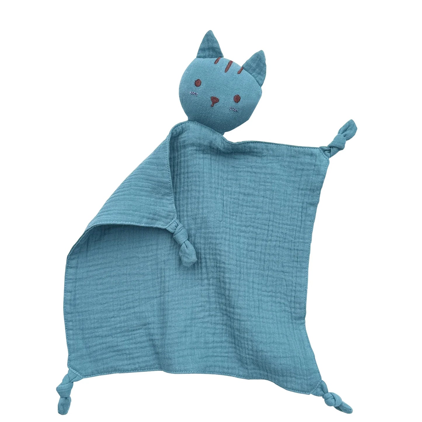 Soft Cotton Baby Bib Stuffed Cat Doll Newborn Towel Blanket