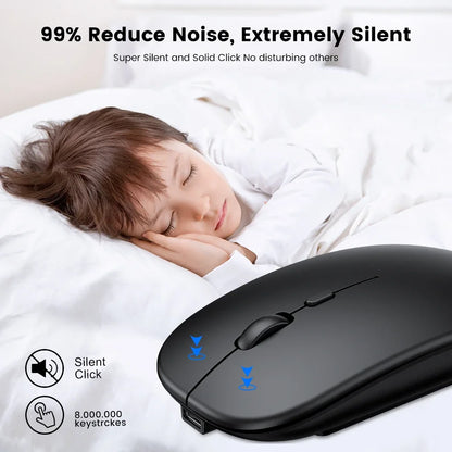 Rechargeable Wireless Mouse Bluetooth-compatible 2.4GHz Dual Modes Computer Mice with Nano Receiver for PC Laptop Macbook