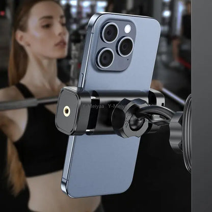 Gym Magnetic Phone Holder 360 Adjustable Stand Compatible With 4-7 Smartphone