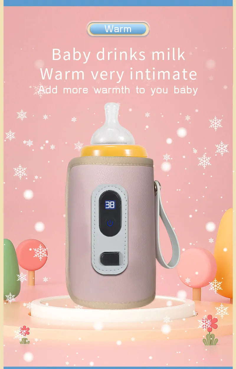 Portable Baby Bottle Insulation Sleeve, Baby Milk Insulation Device with LCD Screen, USB connection & 5  temperature mode
