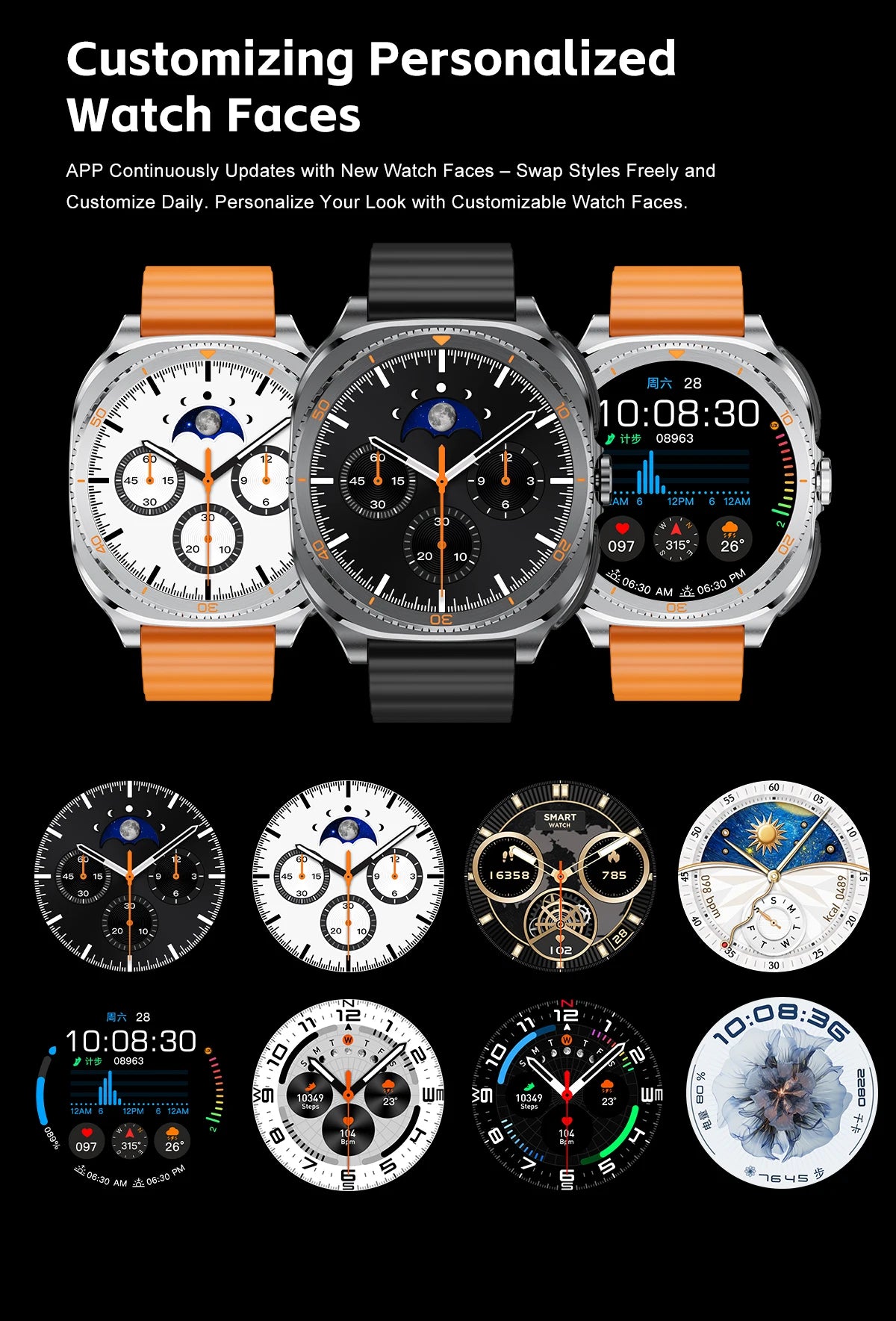 New watch earphones 2-in-1 smartwatch, Health monitoring device, wireless calling, 100+sports mode male and female smartwatches