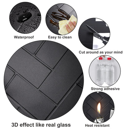 10pcs 3D Tile Self-Adhesive Wall Stickers - Heat-resistant And Waterproof