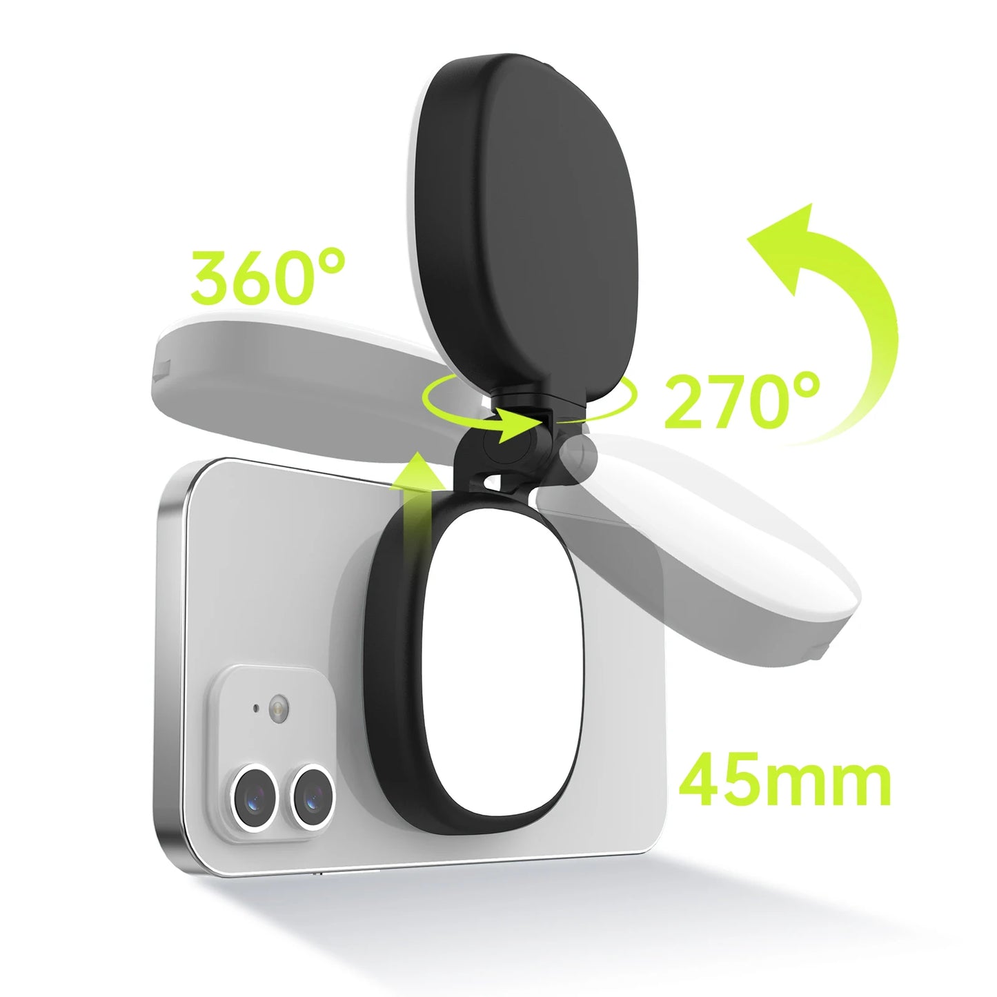 Mini Magnetic Selfie Mirror Led Light dual-colour adjustable reversible fill light bracket