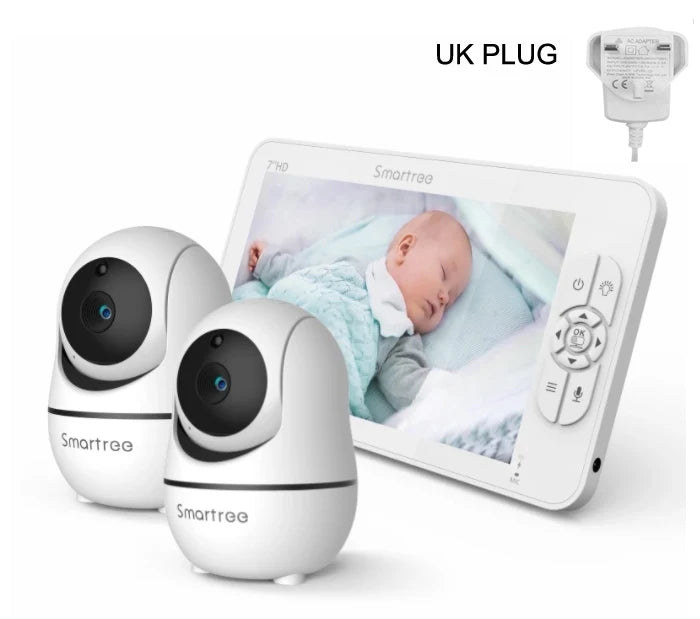 1080P HD Split Screen Video Baby Monitor with two Camera, Hack Proof, Remote Zoom/Pan/Tilt, 4000mAh Battery