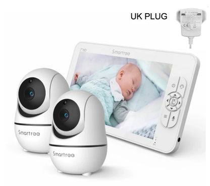 1080P HD Split Screen Video Baby Monitor with two Camera, Hack Proof, Remote Zoom/Pan/Tilt, 4000mAh Battery