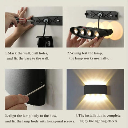 Aluminium LED Wall Lamp Waterproof Garden Balcony Lighting
