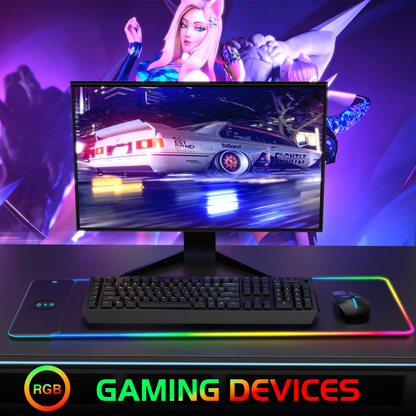 Wireless Charging RGB Luminous Gaming Mouse Pad Charger Phone