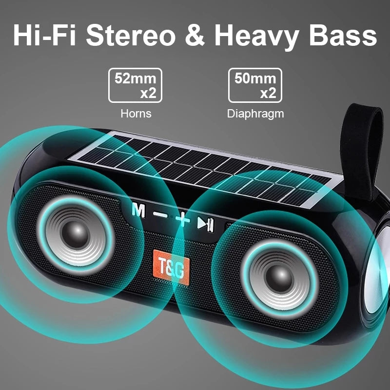 Solar Portable Radio FM  Wireless Bluetooth Speaker Music Sound Box Subwoofer Bass