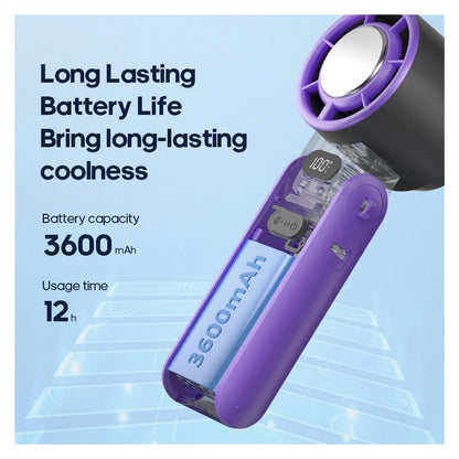 Portable High Speed Handheld Fan 3600mAh Rechargeable 100 Wind Speeds