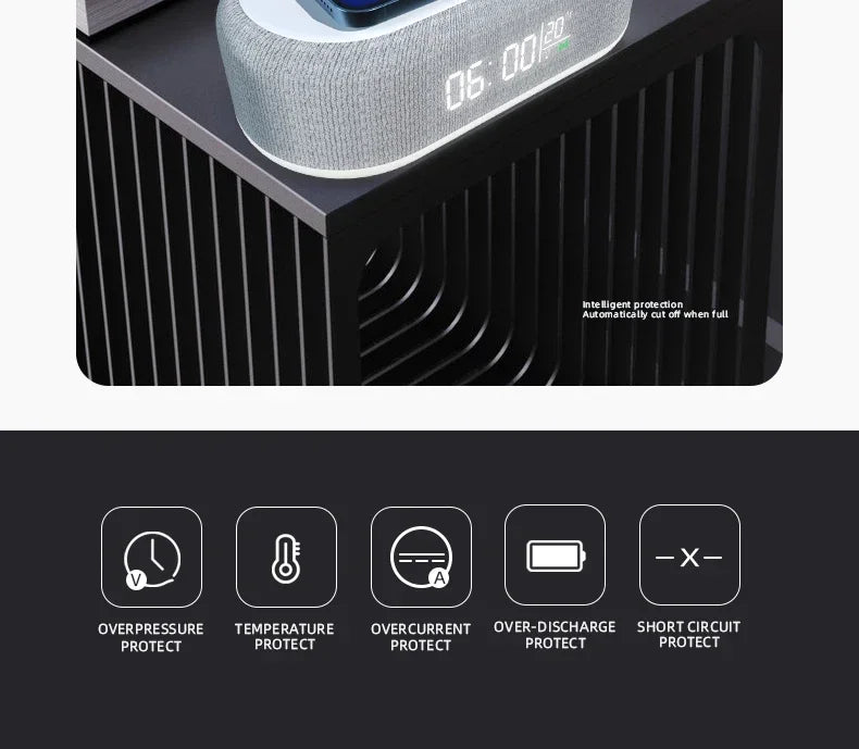 Alarm Clock Wireless Phone Chargers Lamp Night For iPhone 17 16 15 14 13 Fast Charging Dock