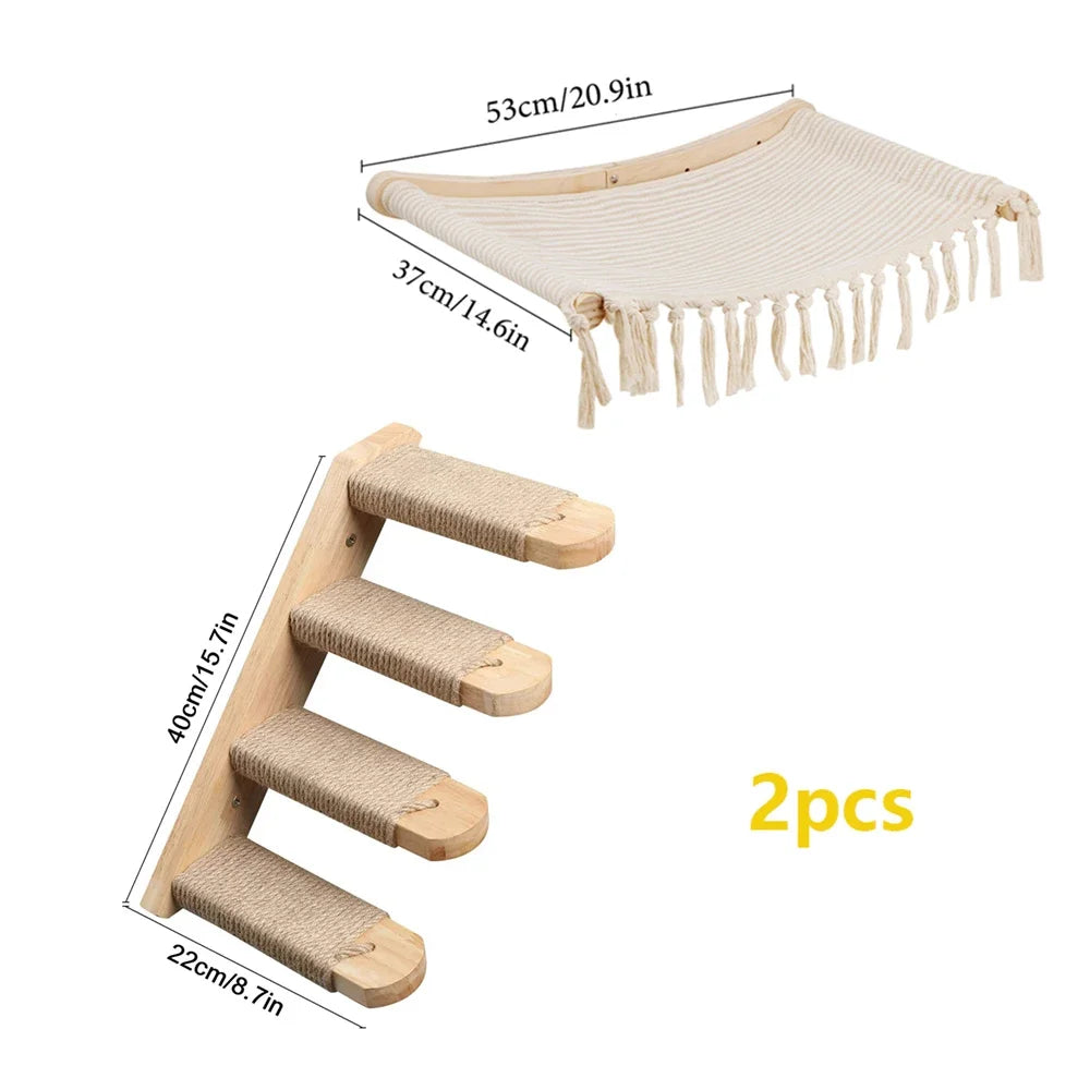 Wall Mounted Cat Climbing Shelves Cat House Cat Bridge Cat Hammock