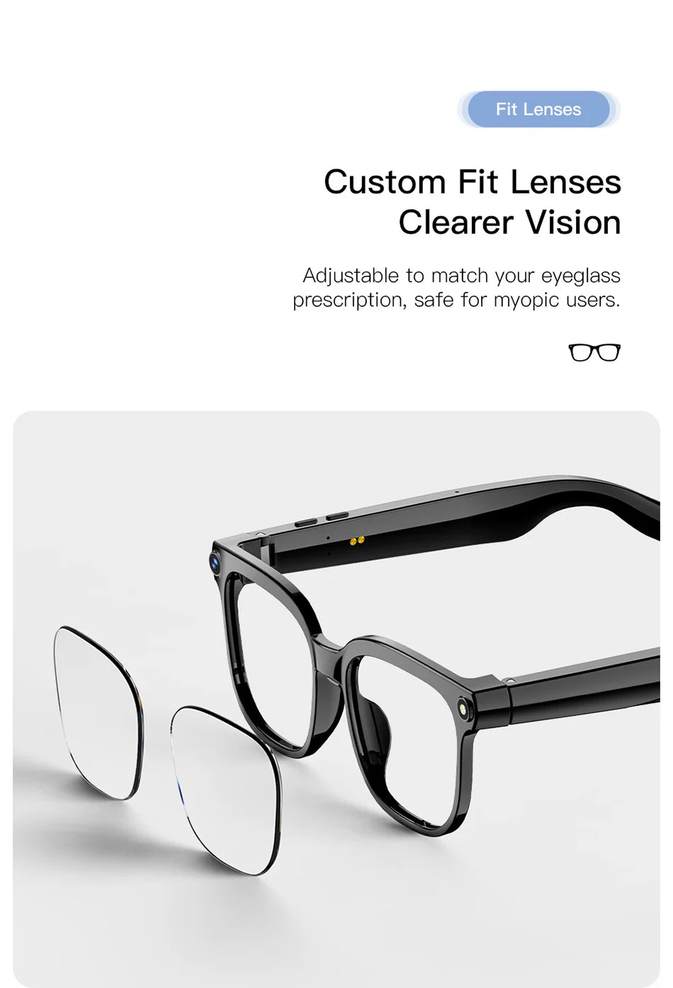 Smart Glasses 2026 4K HD Chat GPT 800MP Camera Recording WIFI - Bluetooth Call 260Mah Voice Assistant
