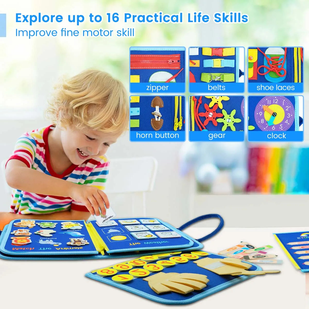 Busy Board Montessori Toys for Toddler Busy Book Sensory - Preschool Early Education