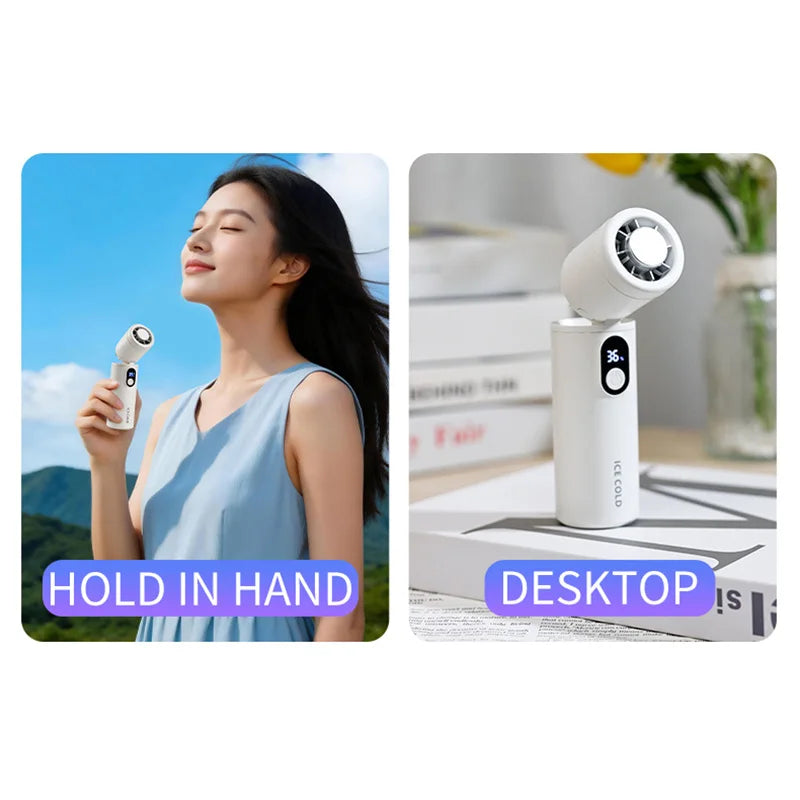 Lenovo Foldable Handheld Fan High Speed Turbine Ice Cooling 100 Gears USB rechargeable