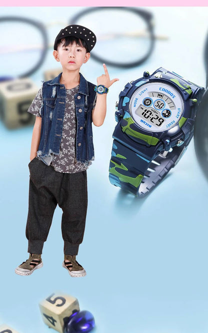 Digital LED Luminous Waterproof Watch for Kids Multi-function