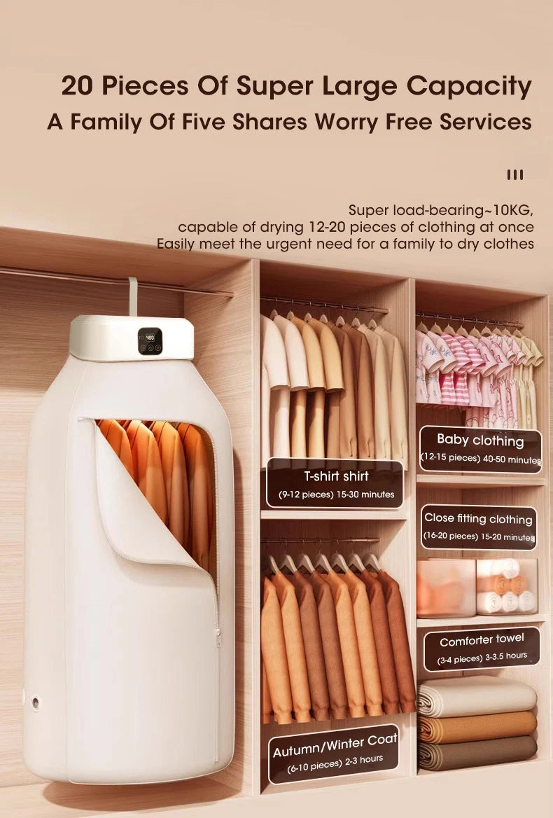 Electric Portable Clothes Dryer Foldable Smart Drying Rack with UV Light Sterilization for Home and Travel Use