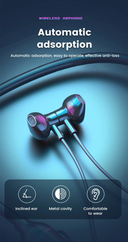 Wireless Earphones 5.3 Neckband LED Display Headphones  Waterproof Magnetic Earbuds