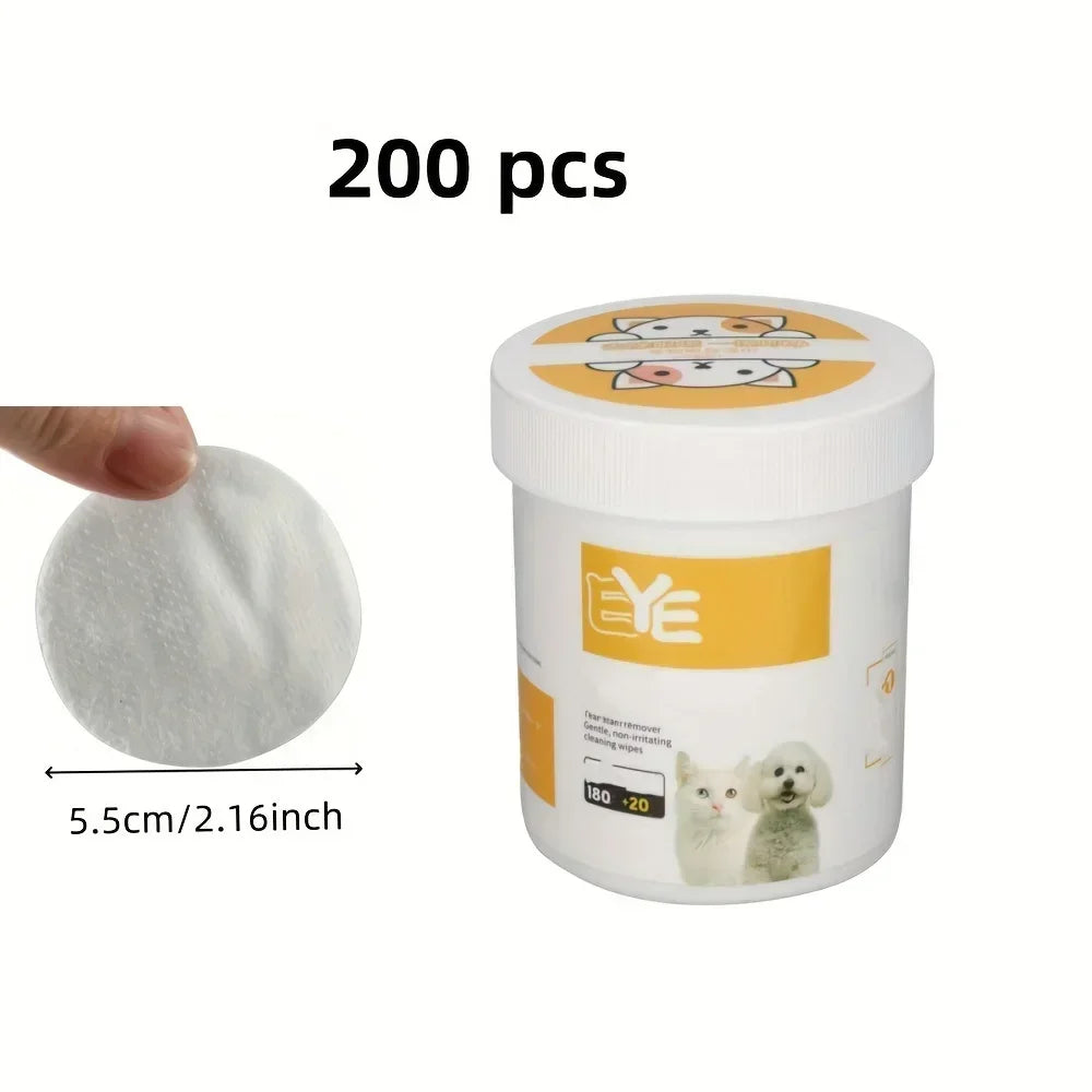 Mini 200pcs Pet Eye Cleaning Wipes, Gentle Tear Stain Remover Wipes for Pet Eye