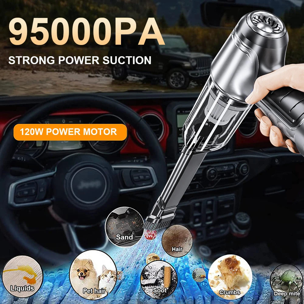 Mini Portable wireless Car Vacuum Cleaner Powerful 95000PA Strong Suction