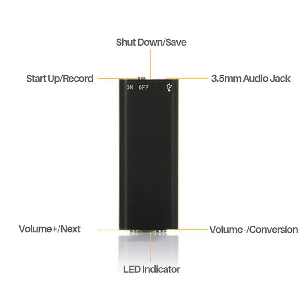 Smallest Ultra thin Activated Voice Recorder Noise Reduction 4-64Gb Audio Dictaphone MP3 Player